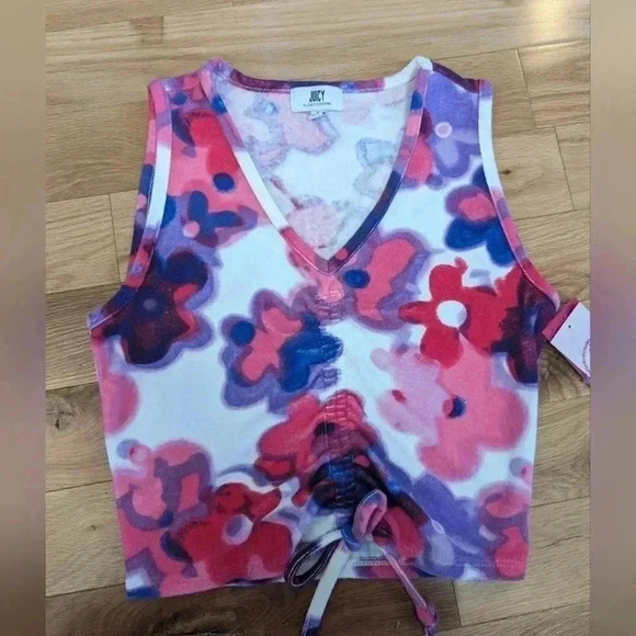 NWT JUICY COUTURE Camisole (Small) and Short (Large) Floral 70' Pattern Towel - Picture 8 of 14